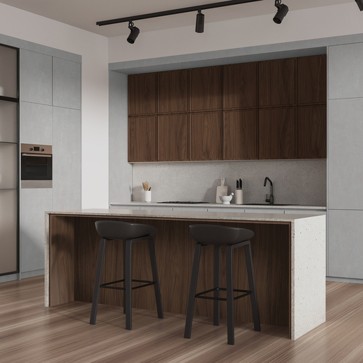 Corner,View,Of,Minimalist,Home,Kitchen,Interior,With,Bar,Counter Avella - Image 2