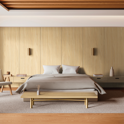 Stylish,Hotel,Bedroom,Interior,With,Bed,And,Armchair,,Bench,On Morel - Image 2